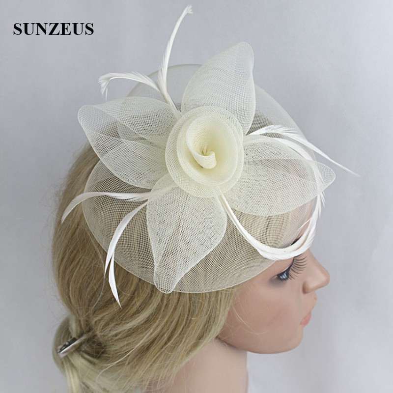 

Beautiful Ladies Vintage Flower Hair Fascinators Prom Headpieces Headdress Bride 2017 Wedding Hats Accessories Wholesale Free Shipping, White