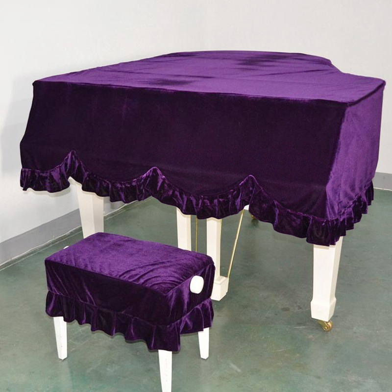 Most useful Pleuche Grand Piano Bordered Dust Protective Cover Cloth Piano Cover- 150Size - Purple-image-558971646