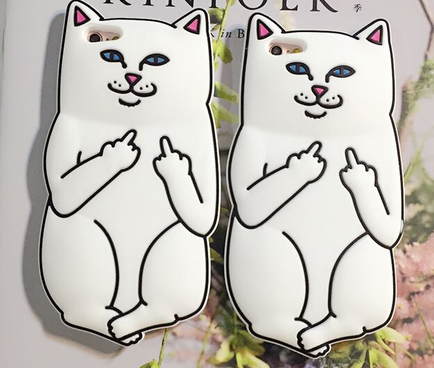 

3D Soft Silicon Cat Case For Iphone7 Iphone 7 Plus Cartoon Animals Rubber Middle Finger Capa Cover For iphone 6S Plus