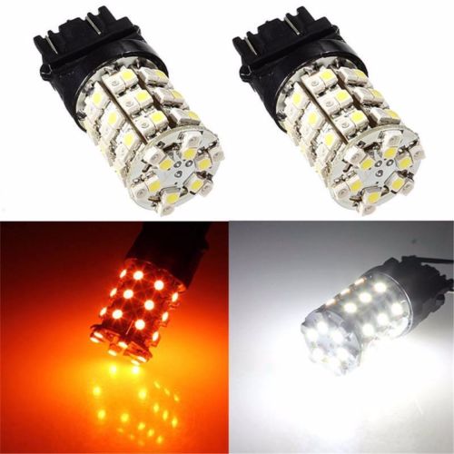 

10xT25 3157 Amber White 60SMD LED Auto Brake Bulb Turn Signal Switch Light Lamp Amber and White