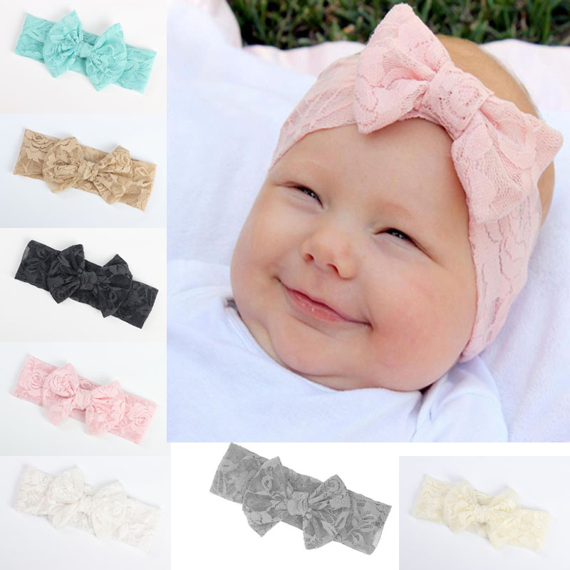 

Baby Lace Headbands Girls Hair Braided Childrens Soft Bowknot Hair Accessories Head Wrap Lovely Infant Elastic Headband Headwraps 13433, Mixed color