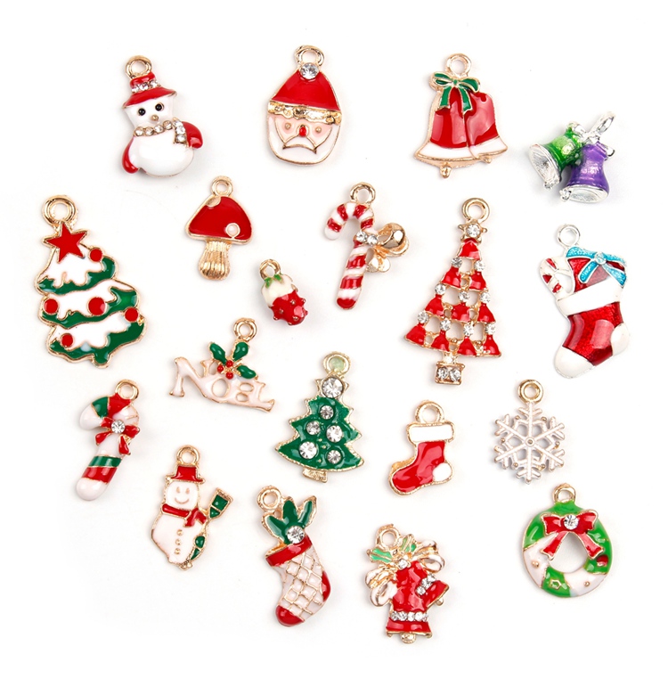 Charms Free ! Sale Christmas Wholesale Lots 19Pcs XSilver-tone Mix Unique Enamel Pendants-image-180830422