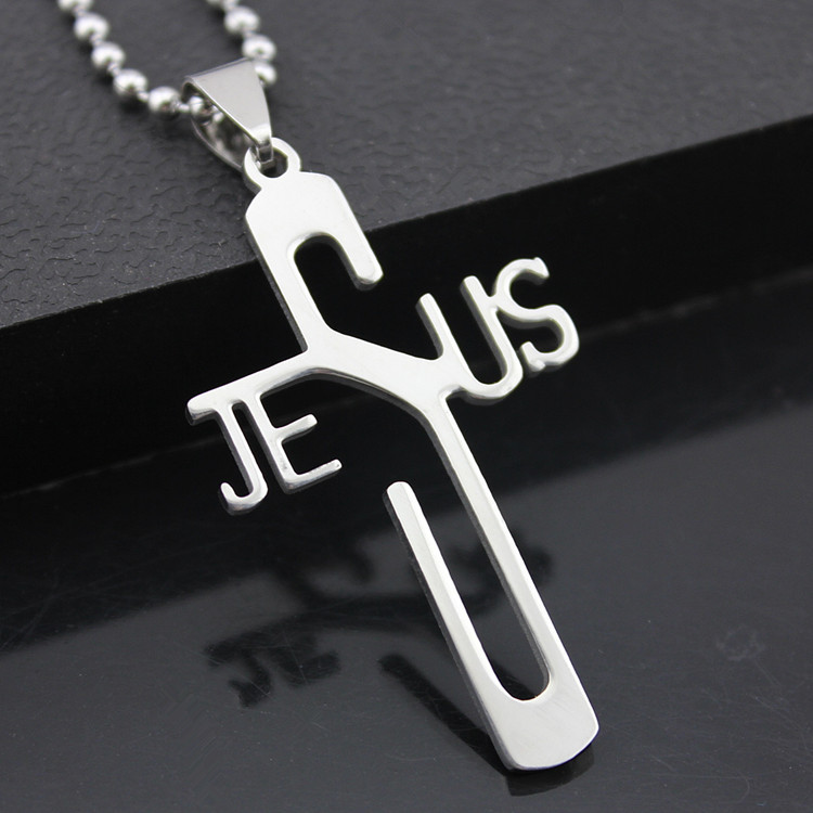 

Brand New 10 Pieces Stainless Steel Jesus Christ Cross Pendant Necklaces with 10 chains wholesale lots, Silver