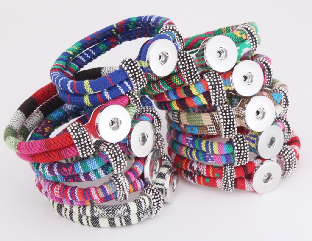 Noosa Ginger Snap Charms Bracelets 18mm Femmes Femmes Bouton de corde tressée colorée Bouquet Bracelet Bracelet Bracelet de bracelet pour la mode