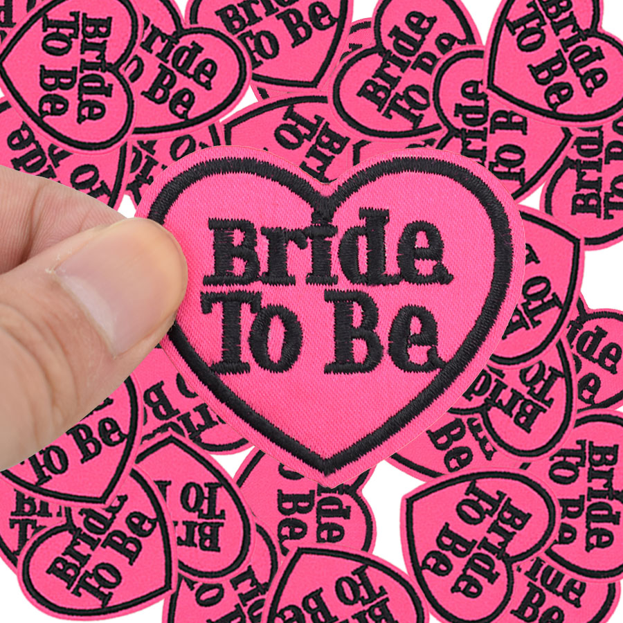 

10 pcs bride in heart patches badges for clothing iron embroidered patch applique iron on patches sewing accessories for clothes, Black