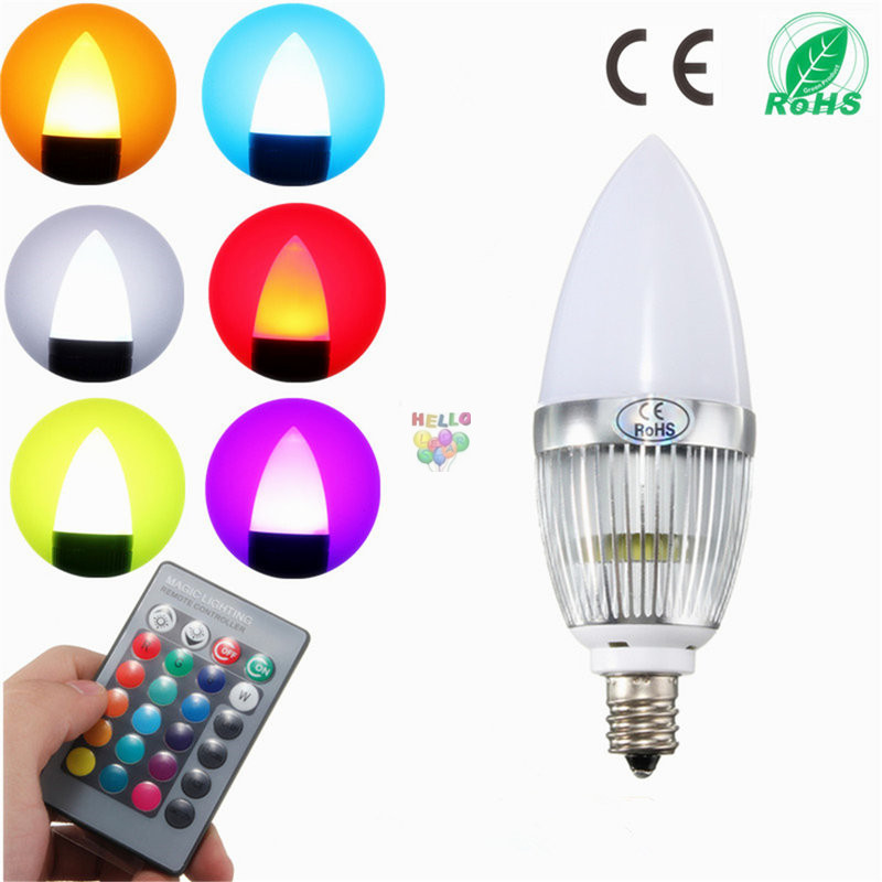 

RGB Led Candle Lights E12 E14 3W Led Bulbs Lights 16 Colors Change + 24keys IR Remote Control