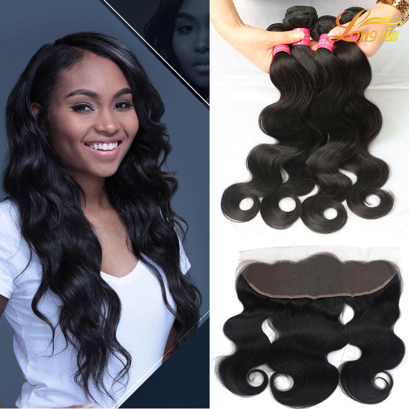

Wholesale Cheap High Quality Brazilian Human Hair 3Bundles with Frontal Closure Unprocessed Human Hair Extension Brazilian Body Wave, Natural color