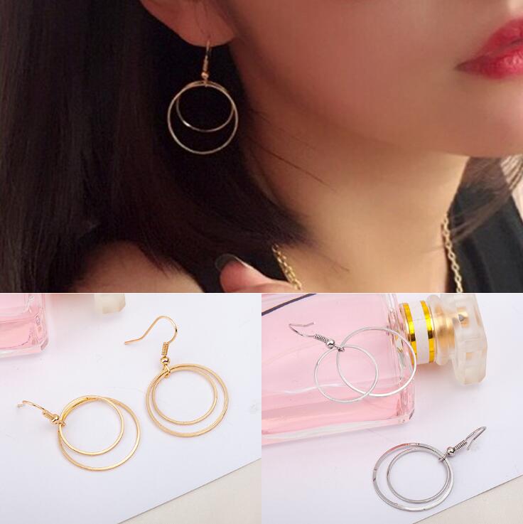 

Antique European Style Double Round Circle Earring Fashion Golden Fish Ear Hook Dangle Chandelier Women Pendant Earrings Party Jewelry Gift