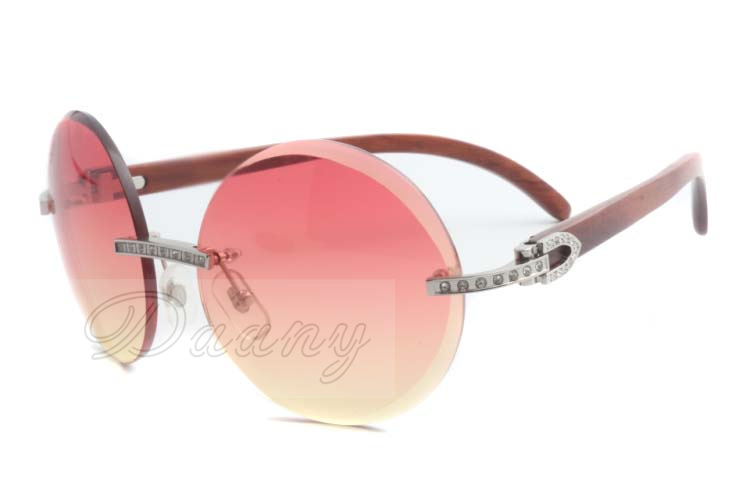 

2019 new style full diamonds, round trendy sunglasses 3524012 with natural wood arms Size: 56-18-135 mm