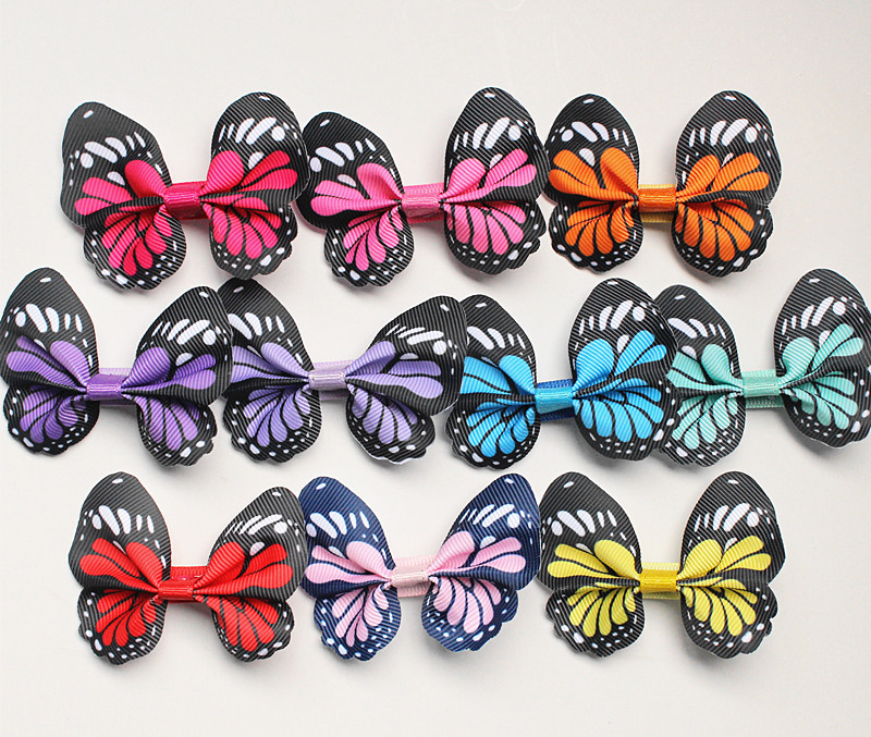 

New 20pcs/lot Cartoon Girls Ribbon Girls Hair Clips Bestseller Butterfly Shape Barrettes Lovely Kids Printing Animals Hairpins, 6#