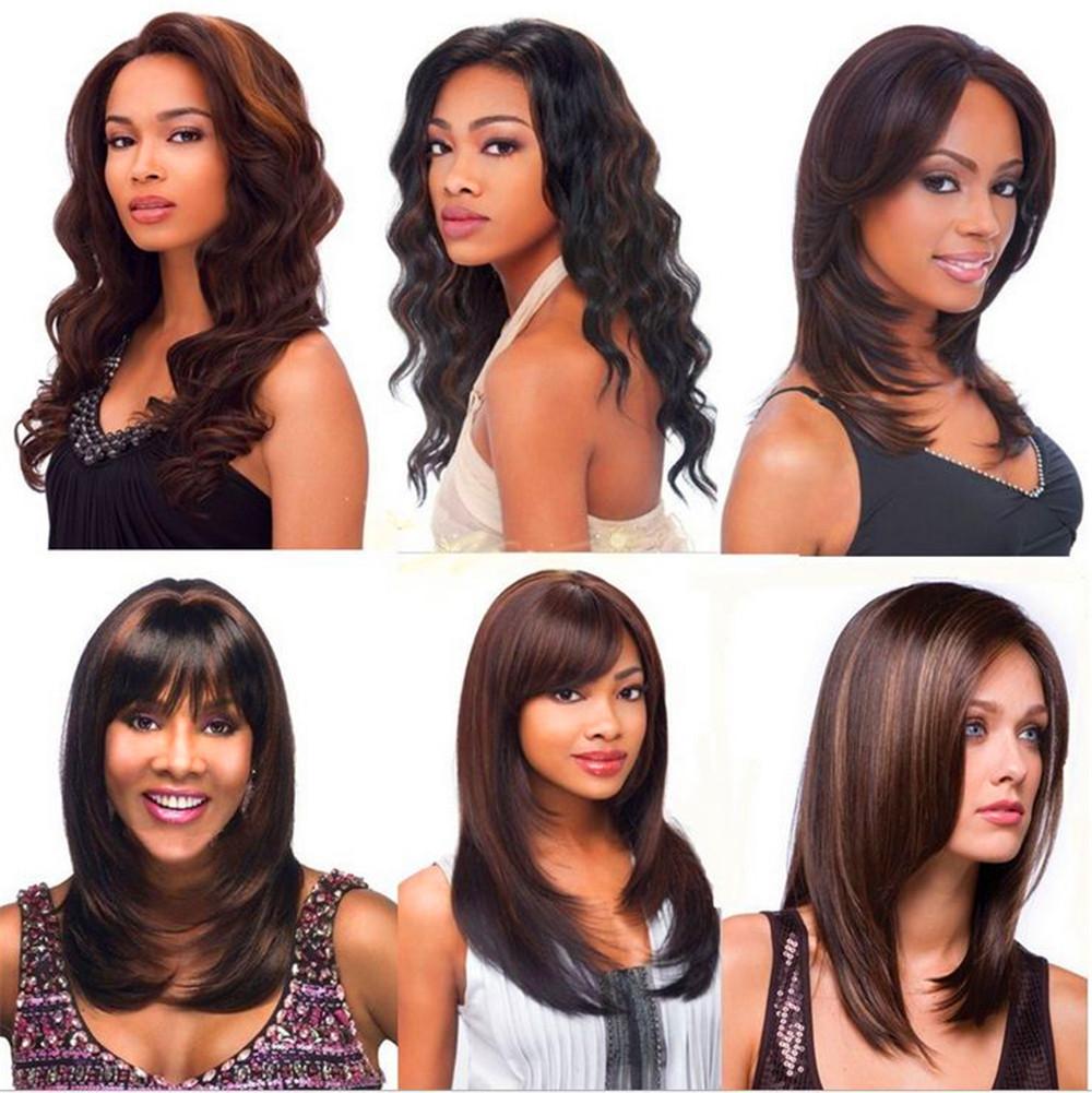 Female wig in the face of the face of a realistic style of hair color change gradient hair bea075