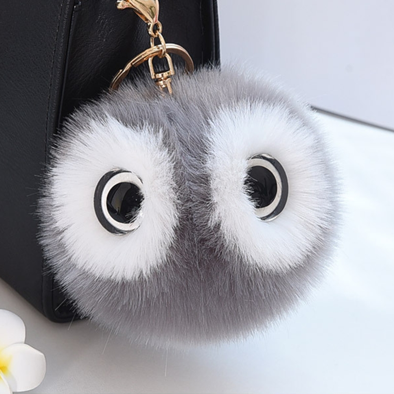 

Cute Faux Rabbit Fur Ball Pompom Keychain Women Fluffy Pompon Owl Key Chain Holder Pom Pom Toy Doll Keyring Bag Charms Trinket