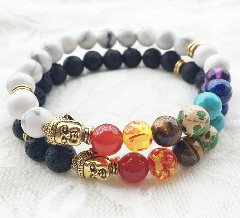 

New Natural Black Lava Stone Charm Bracelets 7 Reiki Chakra Healing Balance Beads Bracelet for Men Women Stretch Yoga Jewelry