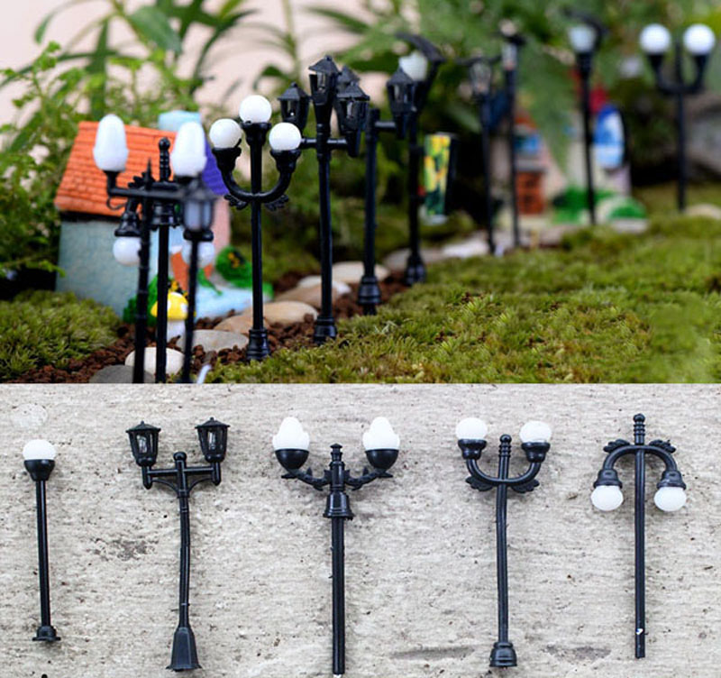 

11pcs Street Light Decoration Resin Craft Dollhouse Fairy Garden Miniatures Jardin Bonsai Terrarium Ornament Succulent Gnomes