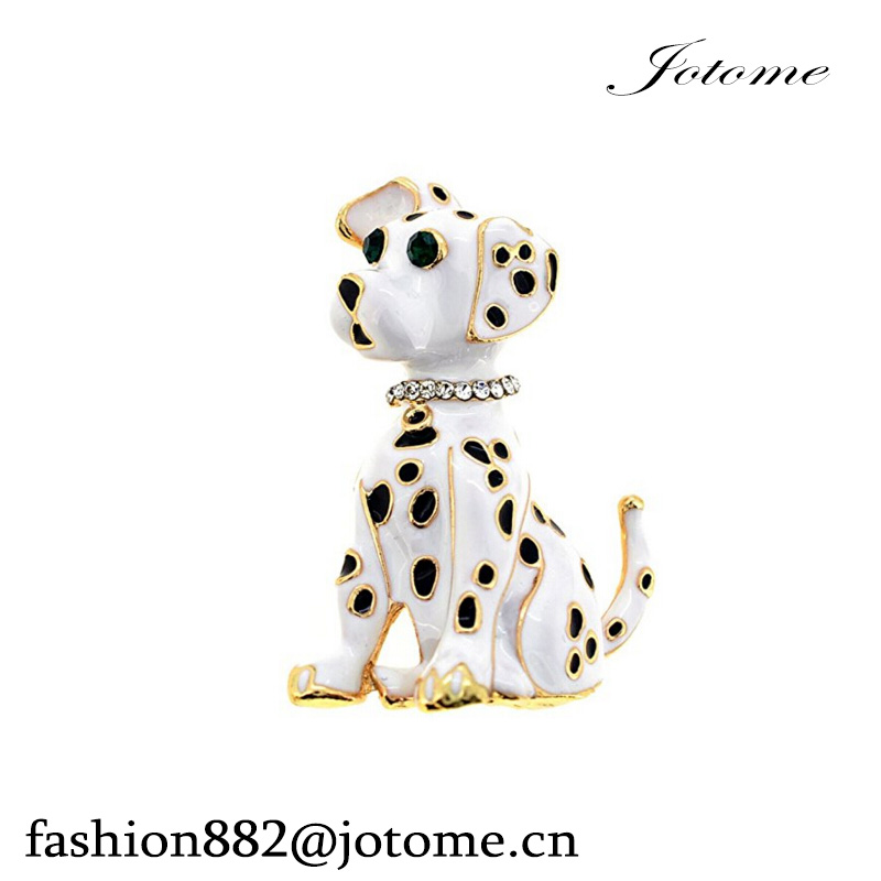 100PCS/Lot China wholesale High Quality White Black Enamel Dalmatian Dog Pin Brooch Spotted Puppy Brooches Pin-image-397744607