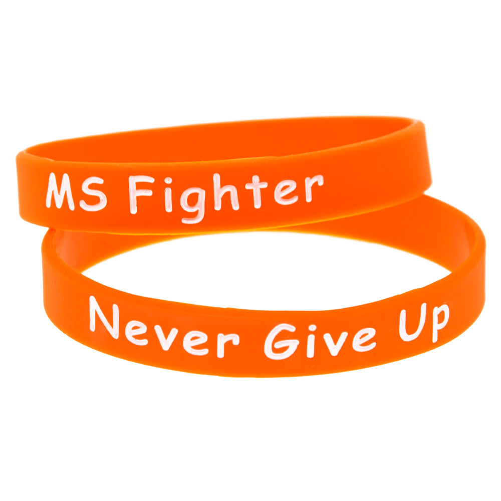 

1PC MS Fighter Never Give Up Silicone Wristband Motivational Slogan Perfect To Use In Any Benefits Gift