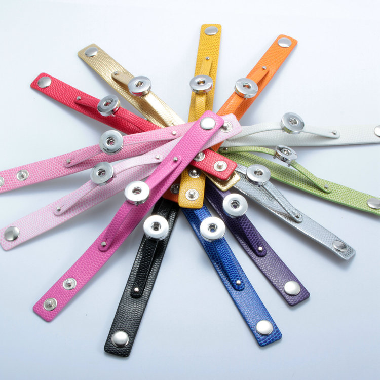 

18mm Noosa PU Leather Snap Button Bracelet snap Bangle DIY 18MM Noosa Ginger Snap Button Chunks Bangle Jewelry