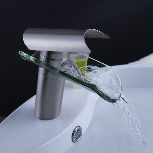 

Wholesale- Single Handle Centerset Waterfall Bathroom Sink Faucet With Hot&Cold Water s