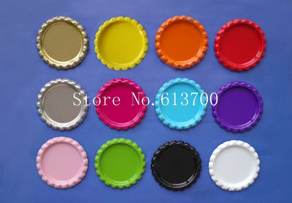 

Wholesale- 1200pcs/lot colored 1 inch 25mm flattened bottle caps for bows Flat Metal Bottle Caps necklace accessories mix 12colors