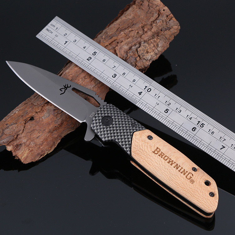 

Browning X28 Tactical knife speed opening folding knife 440C 57hrc Carbon + Snake Wood handle hunting knives 12 pcs freeshipping