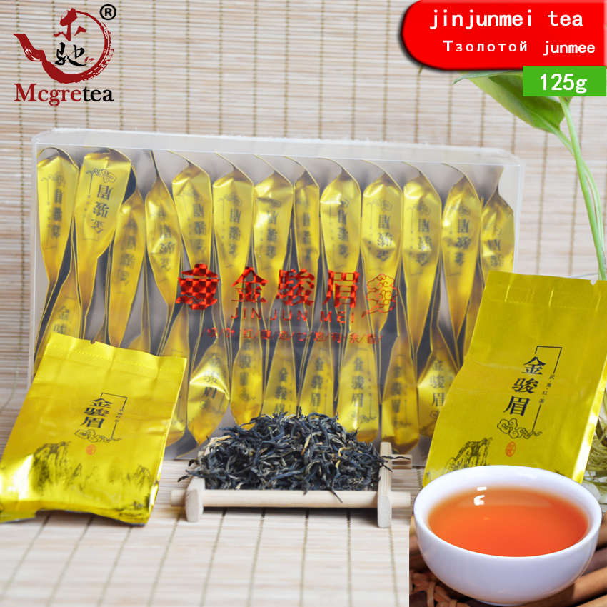 

Mcgretea]125g Sachet 25 small bags China Black Tea Wuyishan gold Junmei longan incense good tea jinjunmei recommended sale