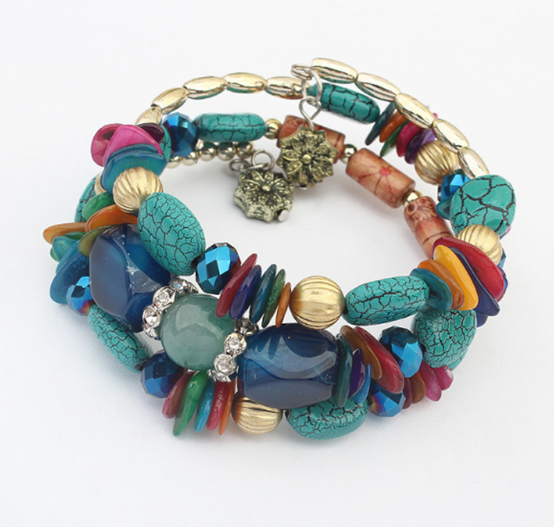 

Woman Boho Multilayer Beads Charm Bracelets for Women Vintage Resin Stone Bracelets & Bangles Pulseras Ethnic Jewelry Charm