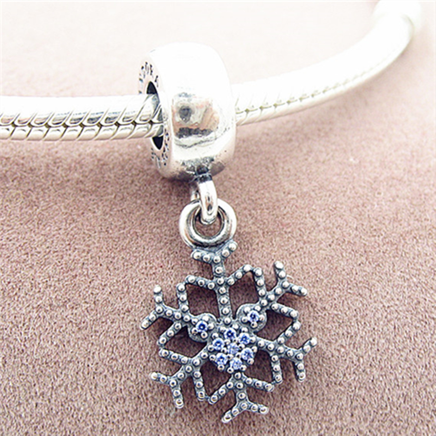 Sterling Silver Fancy Snowflake Dangle Bead Charm