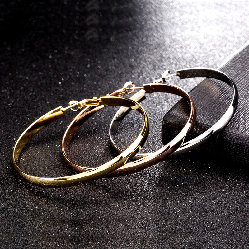 

Hoop Earrings Fashion Jewelry Wholesale 18K White/Yellow Rose Gold Plated Large Circle Hoop Earrings For Women Gift ER-946, Golden;silver