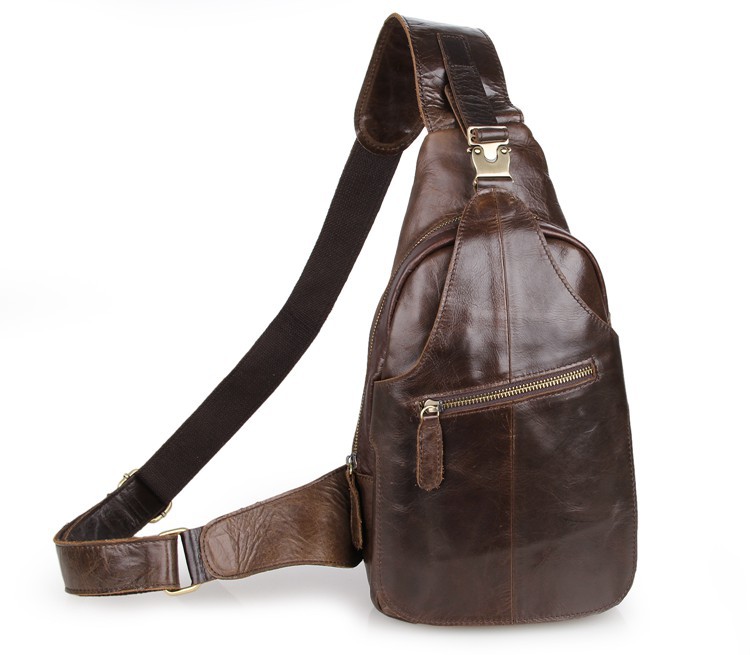 

New Brand Chest Bags for Men Crossbody Messenger Bags Casual Man Genuine Leather Chest Pack Mens Single Shoulder Bag for Men Handbags Brown