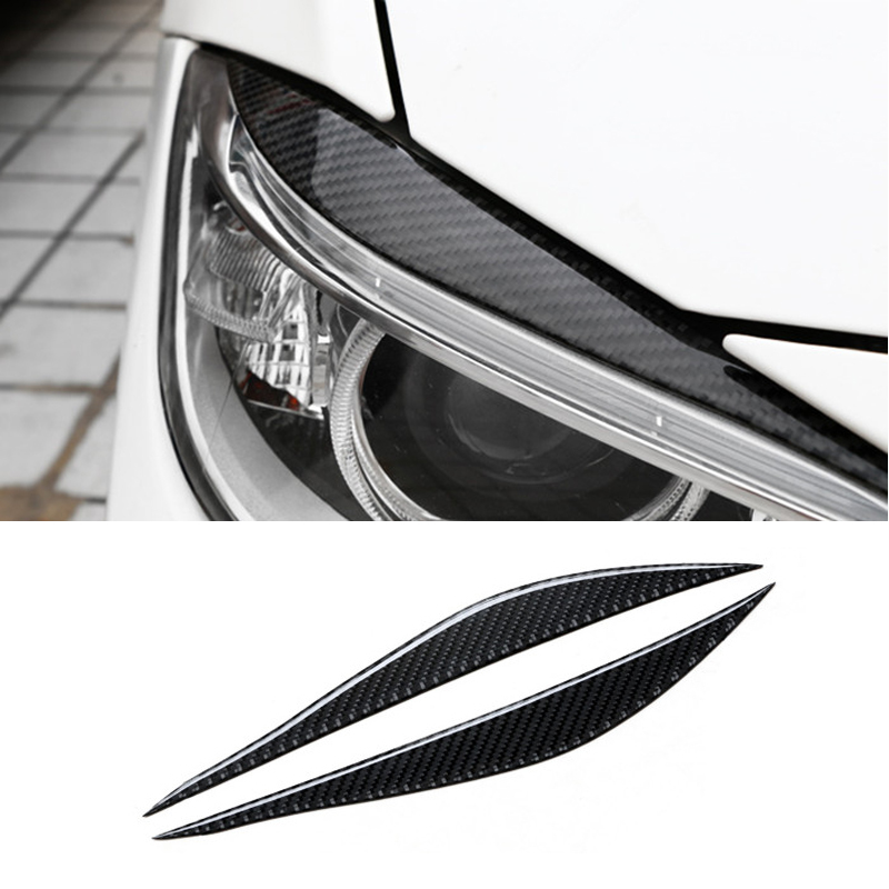 

Carbon Fiber Car Front Headlight Eyebrow Eyelids Decoration Trim Strips 3D Stickers For BMW 3 series F30 Auto Accessories, Black