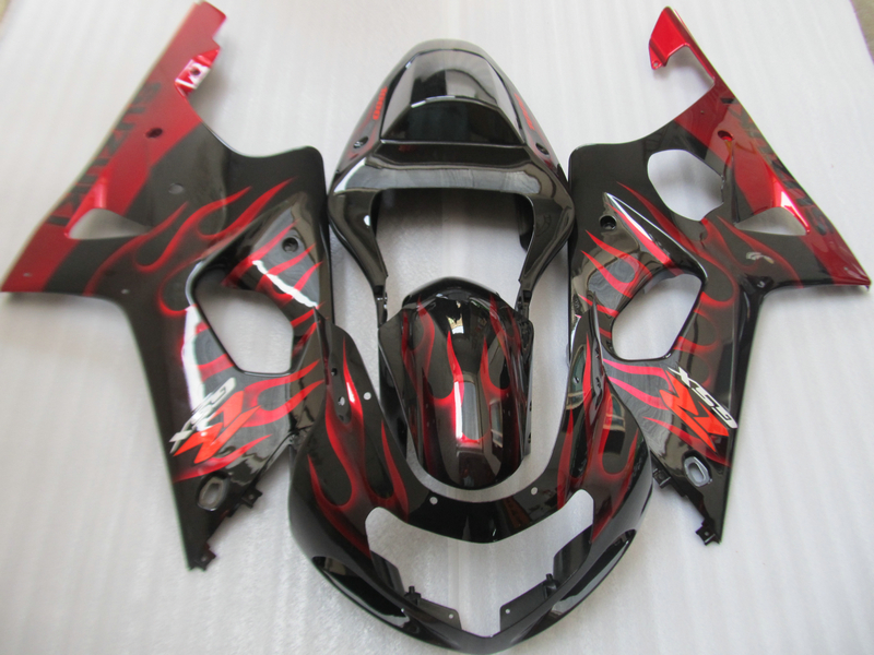 

Motorcycle fairing kit for Suzuki GSXR1000 00 01 02 red flames black fairings set GSXR1000 2000 2001 2002 OT07, Multi-color