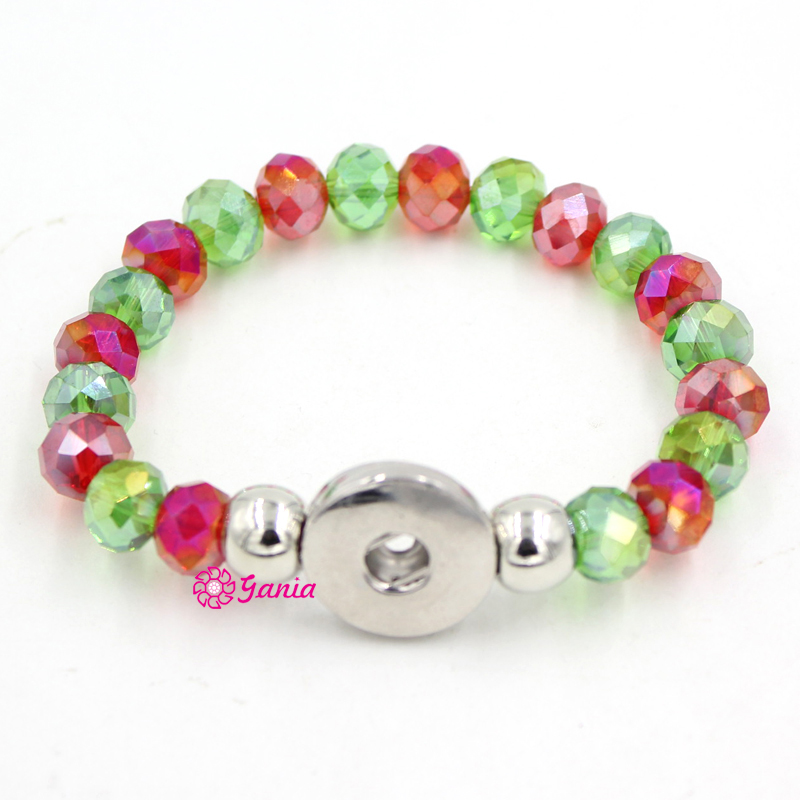 Bracelet Crystal Ball stretch DIY interchangeable Snap Button fits 18mm