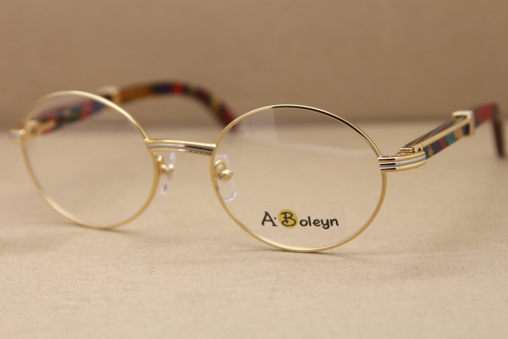 Wholesale 7550178 Gold peacock wood Eyeglasses frame designer Glasses women Hot with box high quality lenses Men Black Size:57-22-140mm
