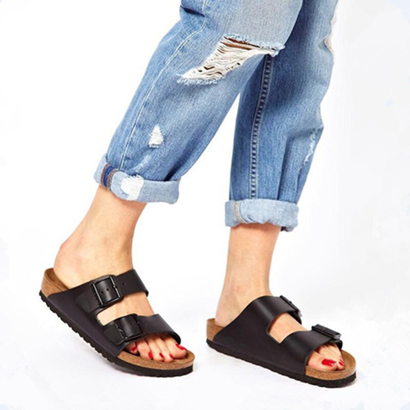 

New Beach Cork Flip Flops Slipper 2017 Casual Summer Women Mixed Color Slip on Sandals Flat Shoe Free Shipping Plus Size, Black