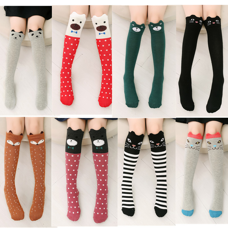 

Cartoon Cute Children Socks Print Animal Cotton Baby Kids Socks Knee High Long Fox Socks For Toddler Girl Clothing Accessories, Pink;yellow