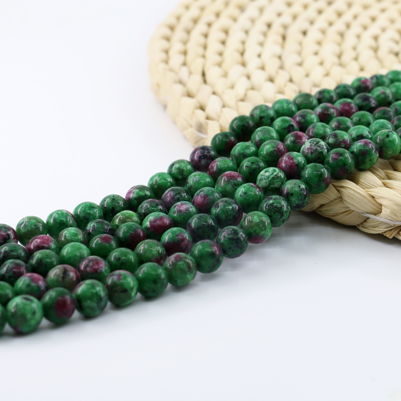 

Natural Stone Epidote Round Beads Ruby Zoisite Semi-Precious Gemstone 6/8/10mm Full Strand 15'' L0122#, Black