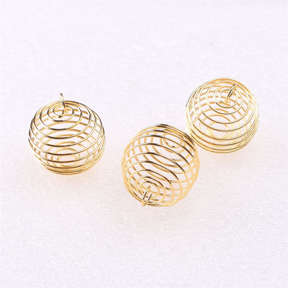 

100Pcs DIY Gold Spiral Bead Cages Pendants Jewelry Findings Handmade Jewelry Components Charms, 15X14MM,25X20MM,30X25MM