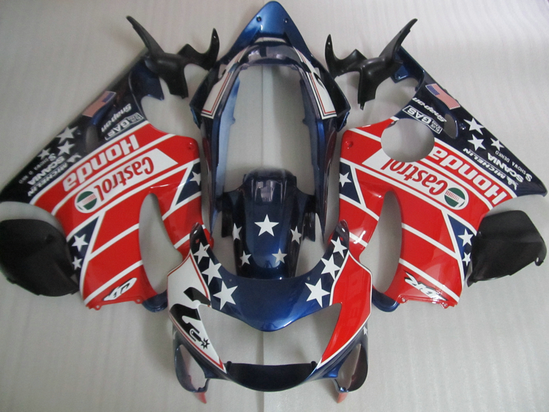 

Injection fairing 100% fit for Honda CBR600 F4 1999 2000 deep blue red ABS fairings set CBR600F4 99 00, Same as picture