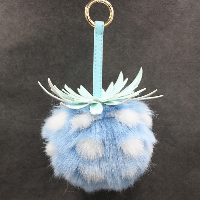 

15CM Faux Rabbit Fur Pineapple Fruit Pendant Pom Pom Key Chain Ring Women Bag Charms Bunny Fur Pompom Keychain Trinket Man Gift