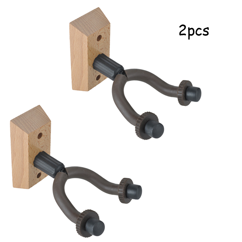 Hot Selling Guitar Holder Guitar Wall Hanger Hooks with Wooden Base 2pcs Brown-image-591158851