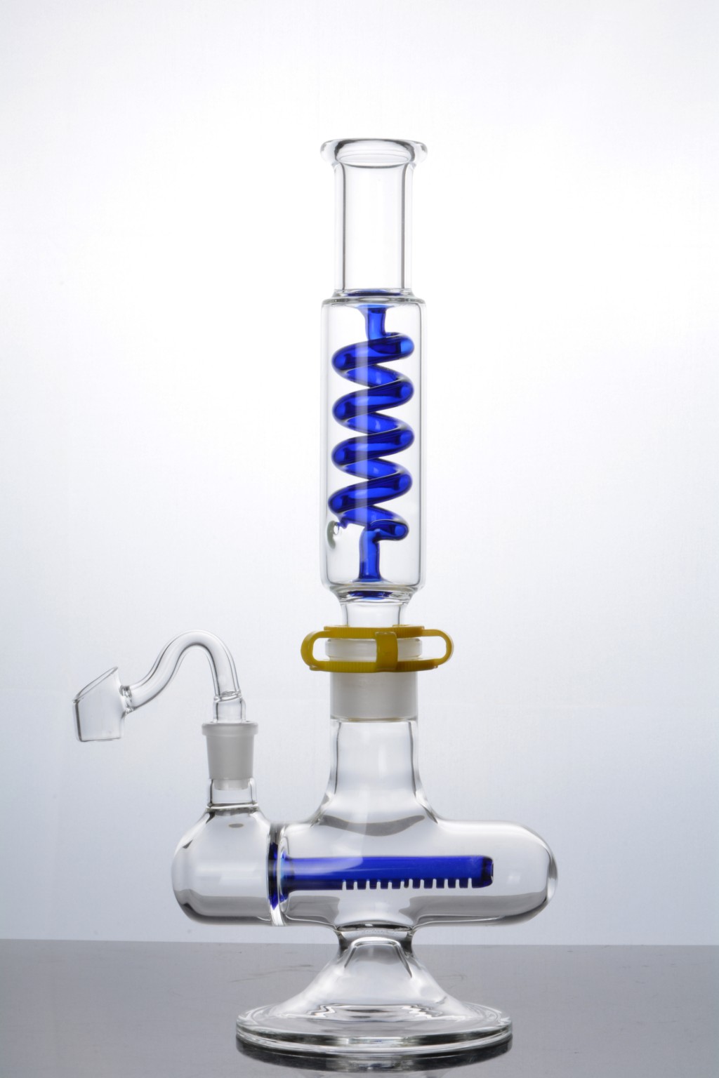 

Heady Bong Coil Glass Inline Bong Removeable Freezable Bong Blue Helix 2 Pieces Recycler with clips 14 mm joint