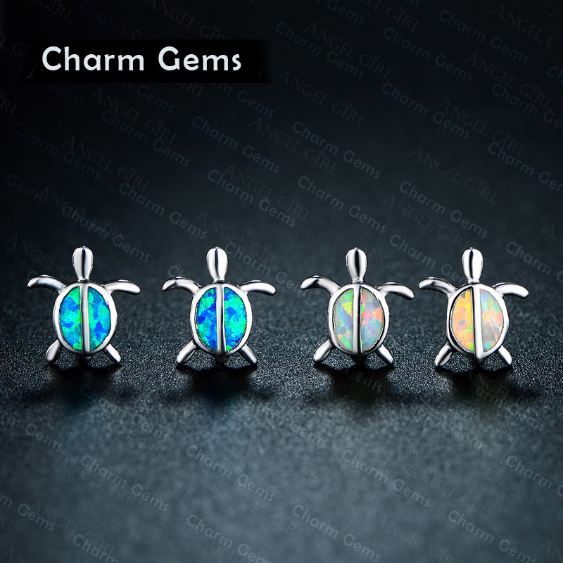 

SALE Fashion jewelry new 925 silver Tortoise Opal Earrings Fit Pandora female crystal from Swarovski simple
