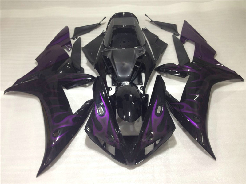 

High quality fairing kit for Yamaha YZF R1 2002 2003 purple flames black fairings set YZF R1 02 03 OT24, Same as picture