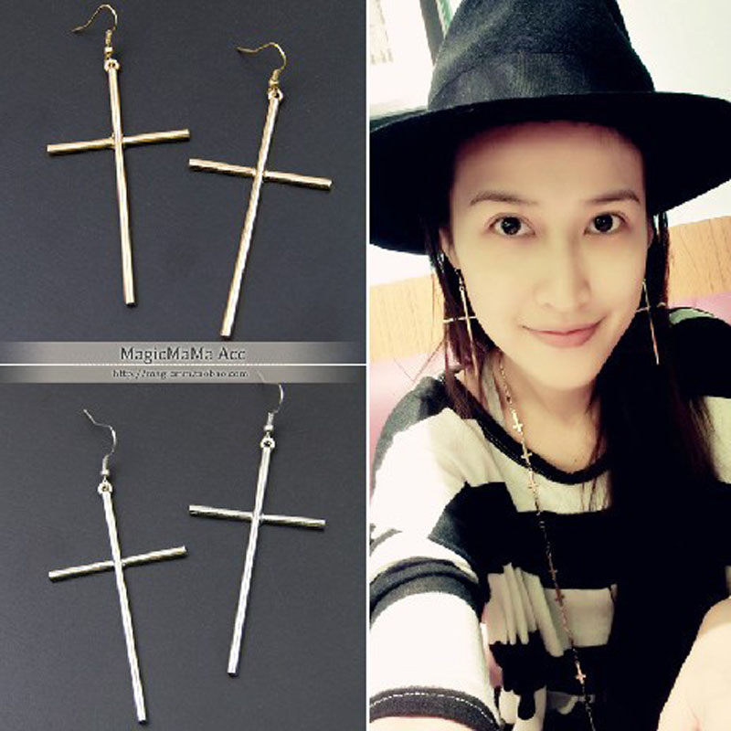 

Wholesale New Punk Fashion Cross Earring Vintage Rock Gothic Gift Women earrings Stud Jewelry free shipping