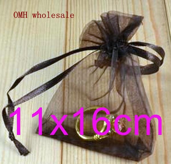 

OMH wholesale Big red color beige 50pcs 11x16cm nice chinese voile Christmas Wedding gift bag Organza Bags Jewlery Gift Pouch BZ09-1