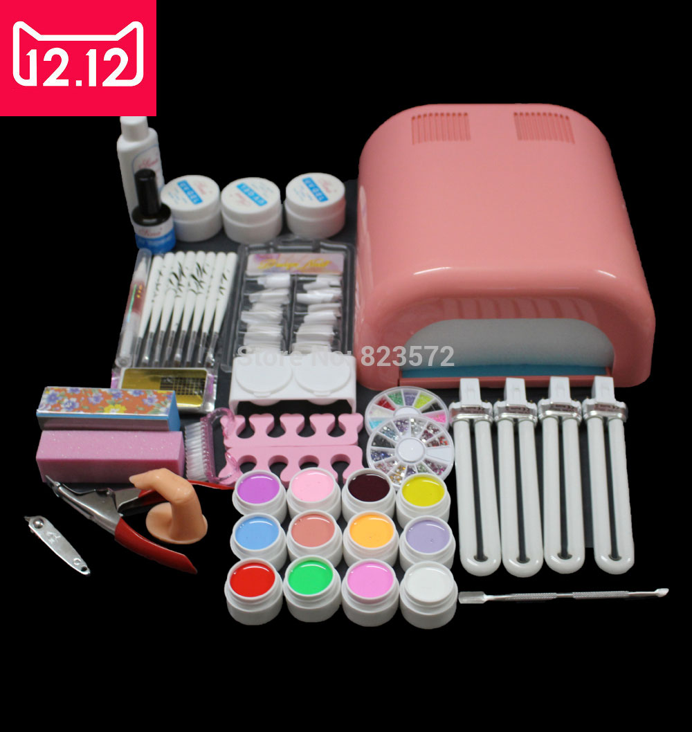 Set de manucure à ongles En gros - EM-92 Vente Nails Gel Professionnel 36W Curing UV Lampe de séchage UV 12 couleurs Art Outils Kit pour beauté