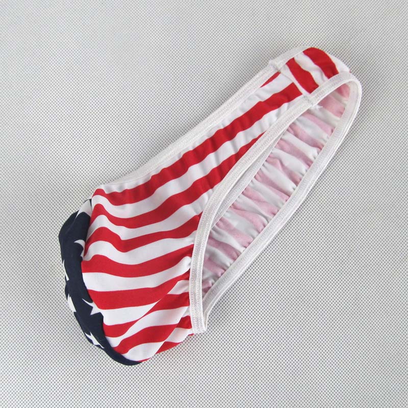 

Mens Half Thongs Mini Underwear G3494 USA Flag Star Stripes small pouch Blue Red Printed nylon spandex