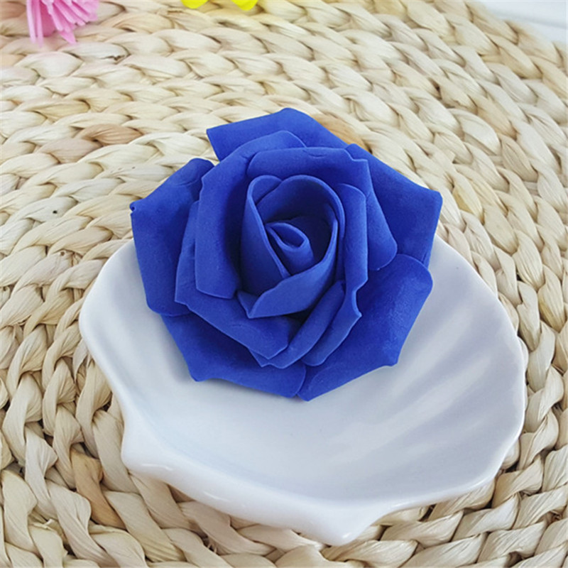 

50pcs Wholesale Foam Rose Flower Head Borland Color Artificial Rose Flowers Bouquet Handmade Wedding Decorations Home For Festive & Party, Champagne