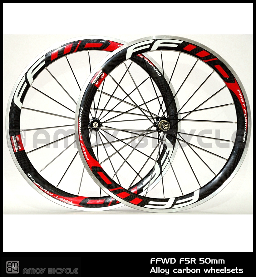 

New! Free shipping 700C FFWD F5R 50mm clincher rim Road bike 3K carbon bicycle wheelset with alloy brake surface carbon wheels