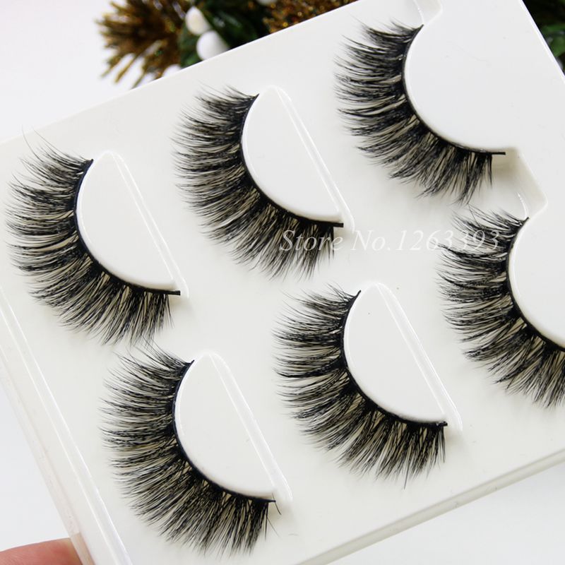 

Mink False Eyelashes Natural Long Crisscross Thick Soft Realistic 3D Fake Eyelashes 100% Handmade Cotton Stems Makeup Lashes